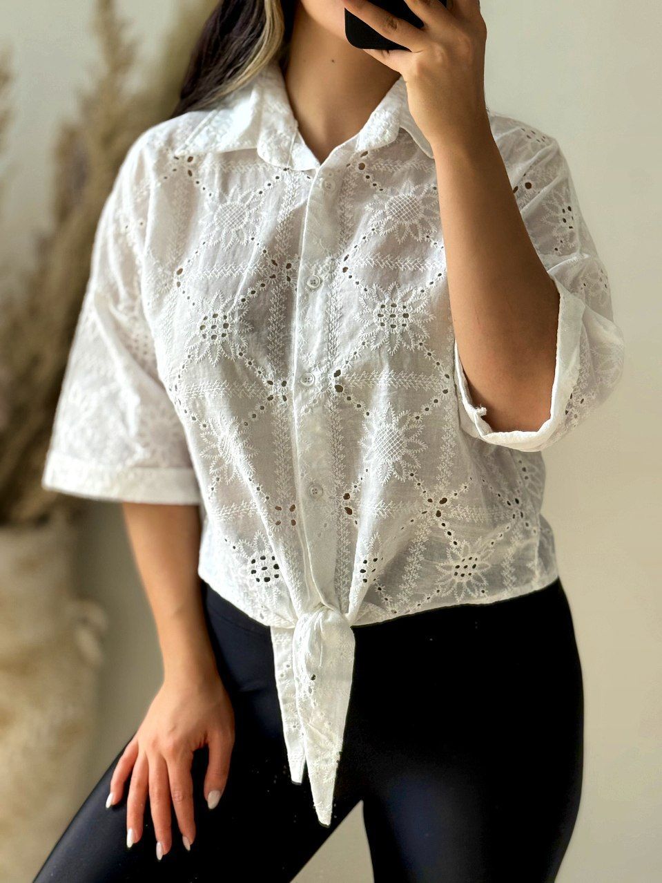 شومیز گره ای سوزن دوزی